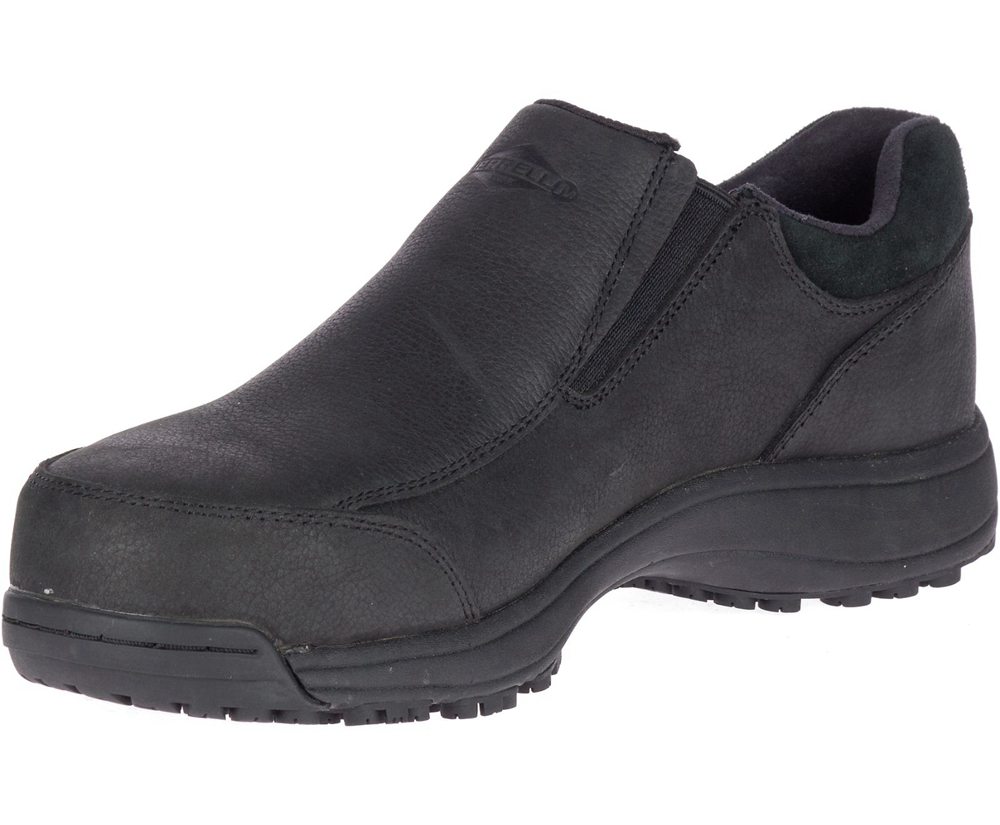 Merrell Slip Ons Black - Sutton Moc Steel Toe - Mens 75LZGDFON